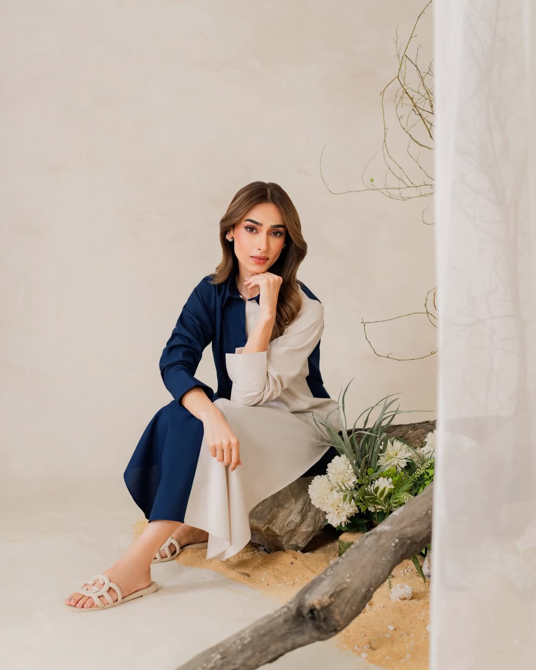 Elegant Plain Silk Long Co-ord Set – Two Piece Kurti & Pant
